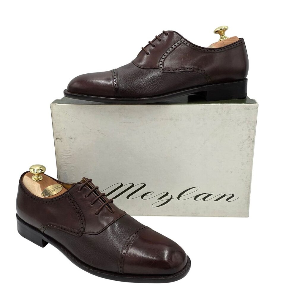 NEW Mezlan Spain Mens 10B Brown Soft Deerskin Leather Dress Shoes Oxfords Nicola - Picture 15 of 16